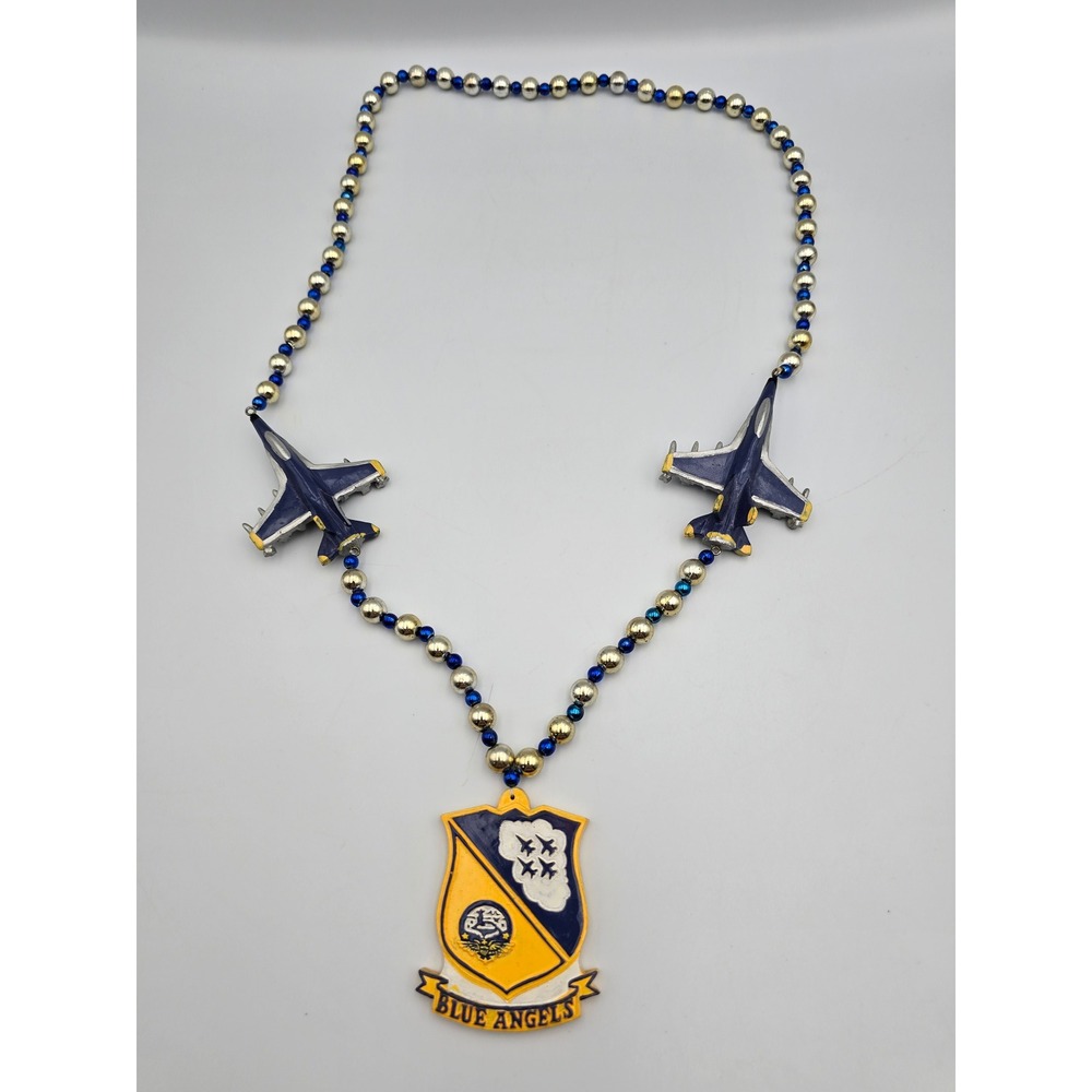 Blue Angels Beaded Necklace Unisex OS Blue Gold Good Jet Shield Crest Souvenir